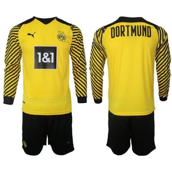 Camisola Borussia Dortmund Criança Equipamento Primeiro 2021-2022 Manga Comprida